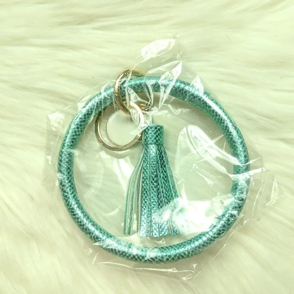 Wristlet bangle keychain bracelet tassel keyring